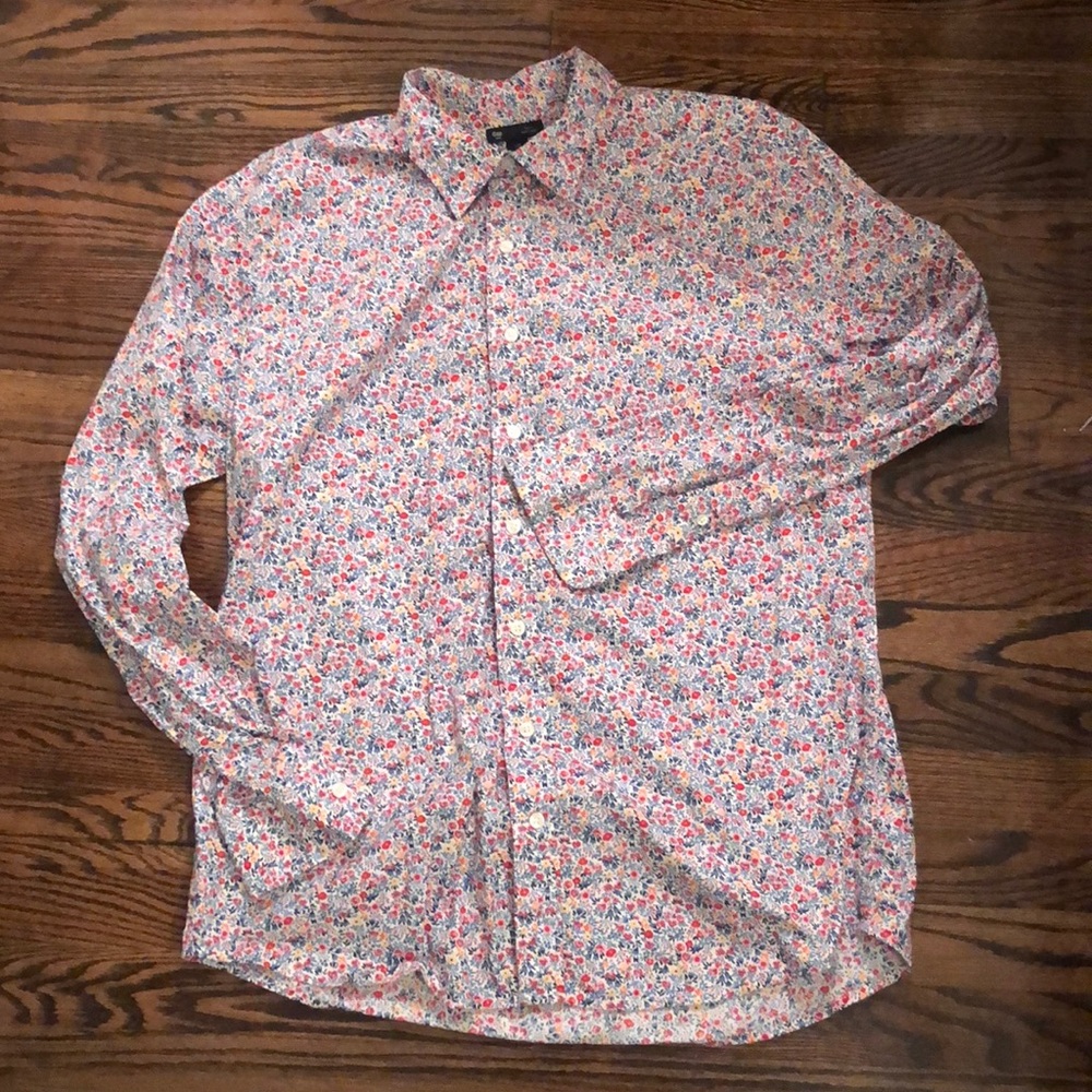 Gap, floral, dress shirt, XL slim fit